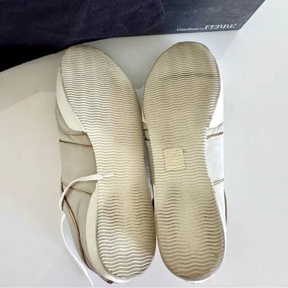 Gianfranco Ferre Cream Leather Sneakers, women, Size 38 - Picture 7 of 8